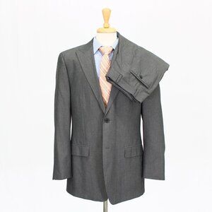 Joseph Abboud 42L 35x29 Gray Herringbone 2-Button Suit R233